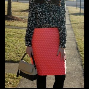 J.Crew Orange Polka dot Pencil Skirt